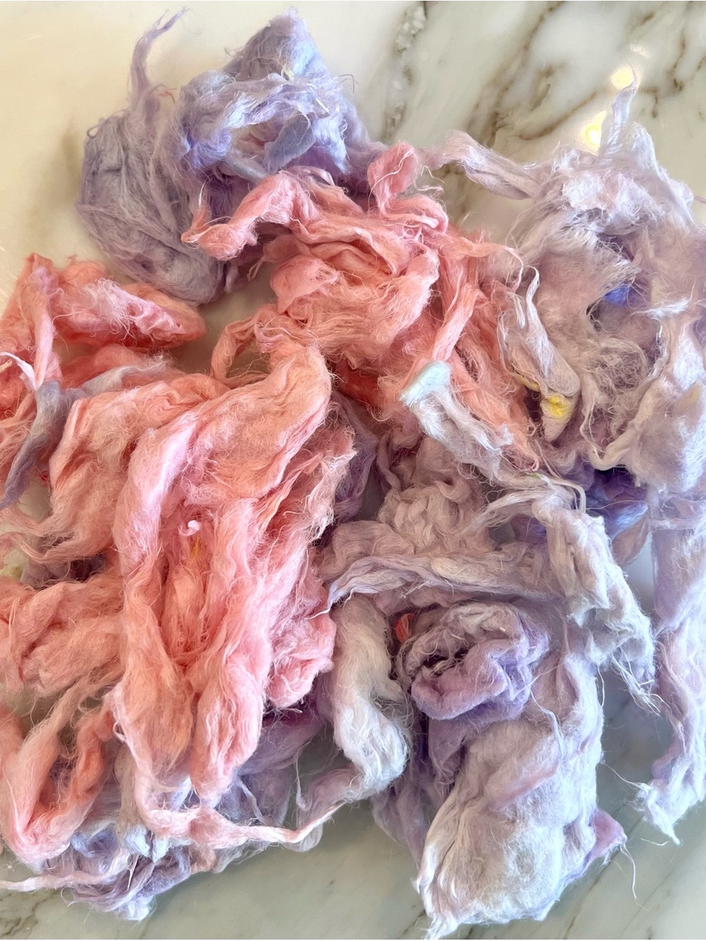 Hand Dyed Ginned Cotton in pink & purple